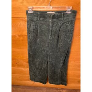 Everlane Green Corduroy Cropped Wide Leg Pleated Pants Womens Size 10 Office